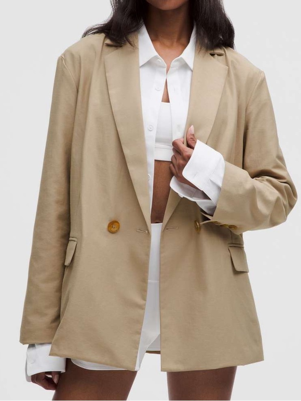 Lululemon LuluLinen Beige Oversized Blazer Jacket WMN